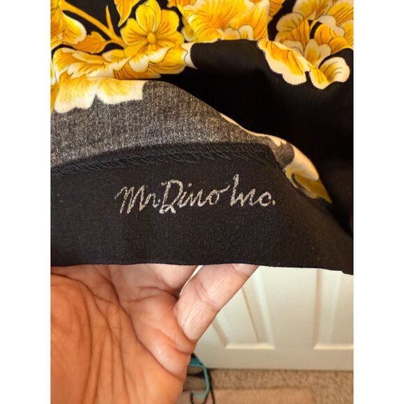 70s Vintage Mr Dino RARE Yellow Floral Mod Long SleeveSize 10 Zip Signed Blouse - Picture 9 of 10